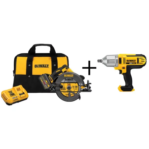 DEWALT FLEXVOLT 60-Volt MAX Cordless Brushless 7-1/4 in. Circular Saw, (1) FLEXVOLT 6.0Ah Battery & 1/2 in. Impact Wrench