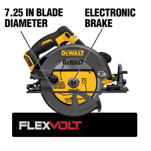 DEWALT FLEXVOLT 60-Volt MAX Cordless Brushless 7-1/4 in. Circular Saw, (2) FLEXVOLT 6.0Ah Batteries & 1/4 in. Impact Driver