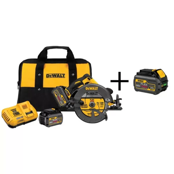 DEWALT FLEXVOLT 60-Volt MAX Cordless Brushless 7-1/4 in. Circular Saw with (3) FLEXVOLT 6.0Ah Batteries