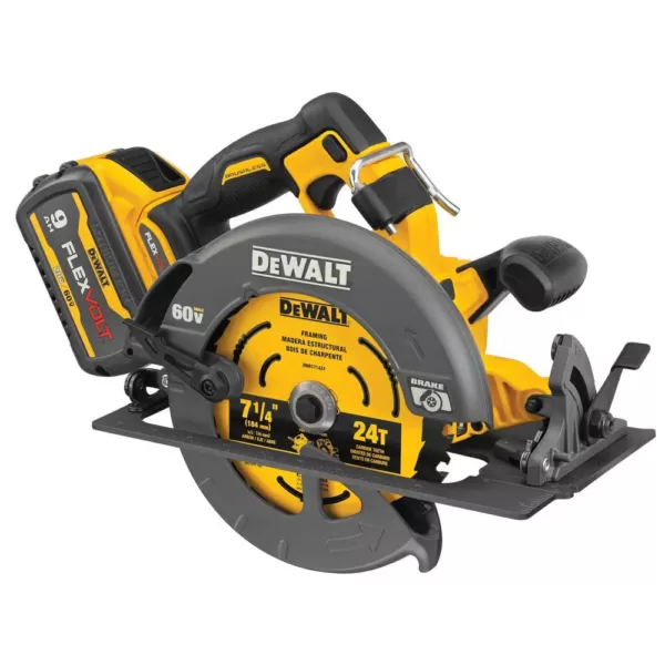 DEWALT FLEXVOLT 60-Volt MAX Cordless Brushless 7-1/4 in. Circular Saw with Brake, (2) FLEXVOLT 9.0Ah Batteries & Grinder