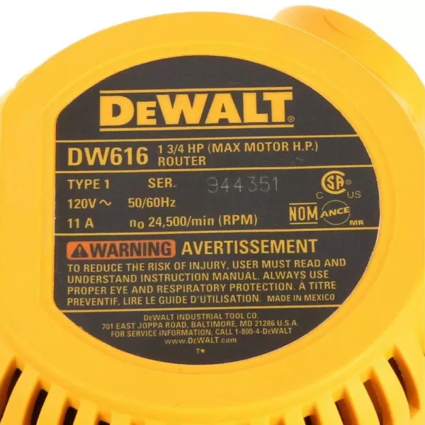 DEWALT 11 Amp Corded 1-3/4 Horsepower Fixed Base / Plunge Router Combo Kit