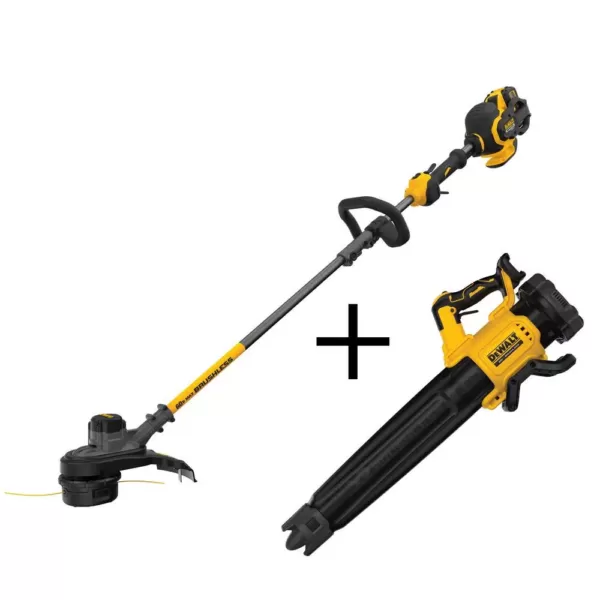 DEWALT 15 in. 60V MAX Cordless FLEXVOLT Brushless String Grass Trimmer with Bonus Bare Cordless Handheld Blower Included