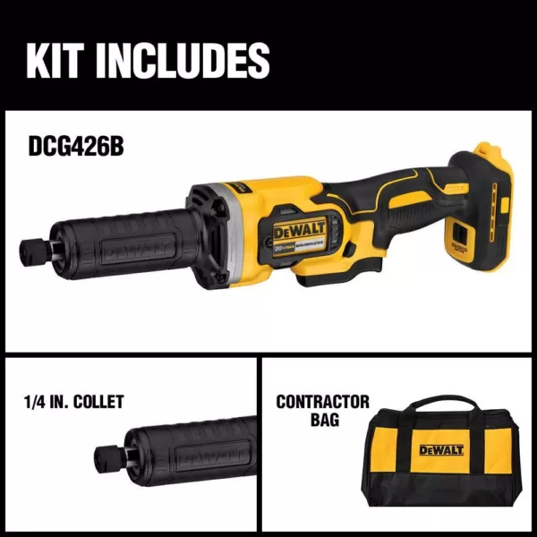 DEWALT 20-Volt MAX Cordless Brushless 1-1/2 in. Variable Speed Die Grinder (Tool-Only)