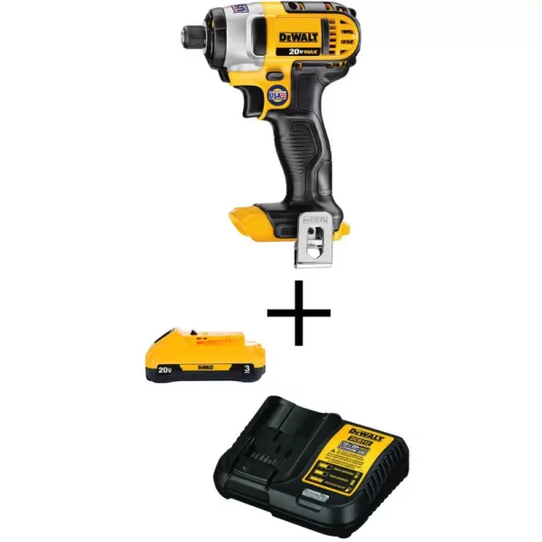 DEWALT 20-Volt MAX Cordless 1/4 in. Impact Driver, (1) 20-Volt 3.0Ah Battery & Charger