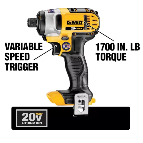 DEWALT 20-Volt MAX Cordless 1/4 in. Impact Driver, (1) 20-Volt 4.0Ah Battery & Charger