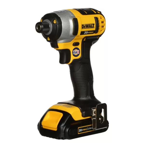 DEWALT 20-Volt MAX Cordless 1/4 in. Impact Driver, (2) 20-Volt 1.3Ah Batteries, Charger, Bag & 28-Pieces Screwdriving Set