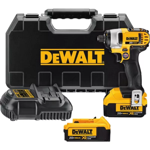 DEWALT 20-Volt MAX Cordless 1/4 in. Impact Driver, (2) 20-Volt 4.0Ah Batteries, Charger & Bag