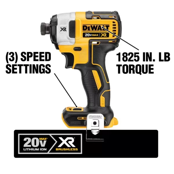 DEWALT 20-Volt MAX XR Cordless Brushless 3-Speed 1/4 in. Impact Driver with (1) 20-Volt 3.0Ah Battery & Charger