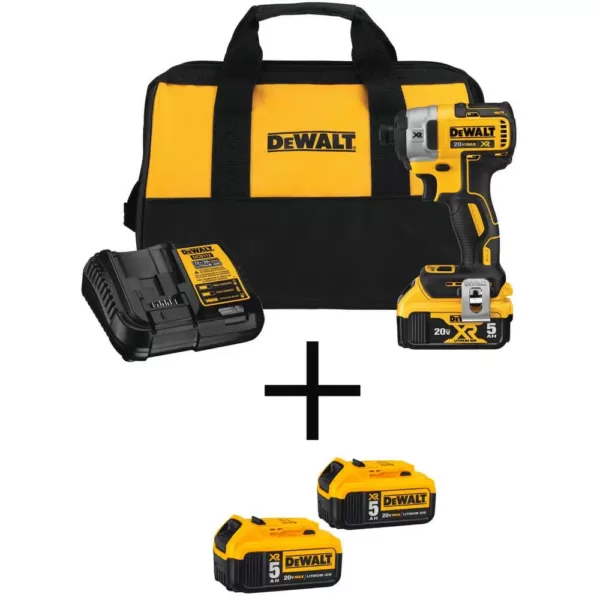 DEWALT 20-Volt MAX XR Cordless Brushless 3-Speed 1/4 in. Impact Driver with (3) 20-Volt 5.0Ah Batteries & Charger