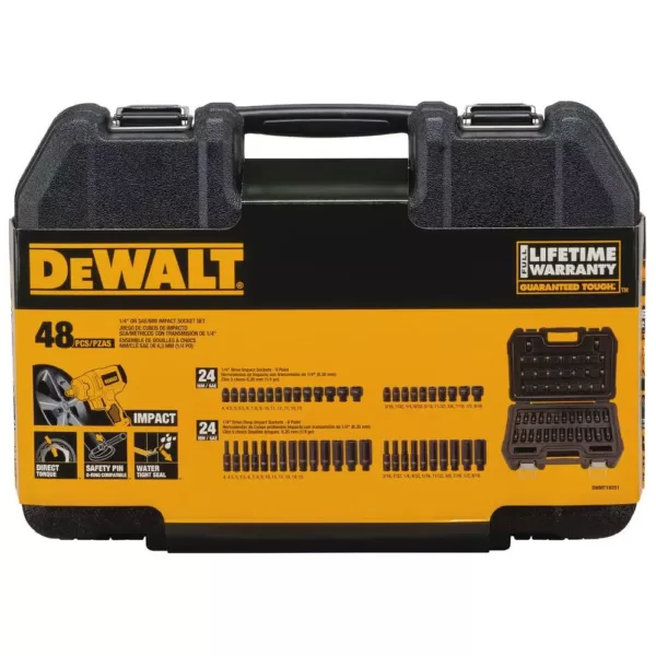 DEWALT 1/4 in. Drive Metric and SAE Impact Socket Set (48-Piece)