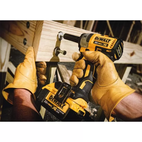 DEWALT 20-Volt MAX XR Cordless Brushless 3/8 in. Compact Impact Wrench with (2) 20-Volt 4.0Ah Batteries & Charger