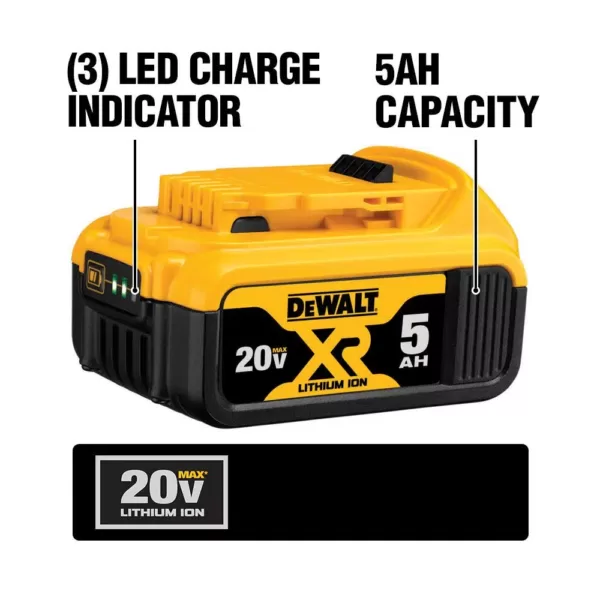 DEWALT 20-Volt MAX XR Cordless Brushless 7/16 in. High Torque Impact Wrench Quick Release Chuck & (1) 20-Volt 5.0Ah Battery