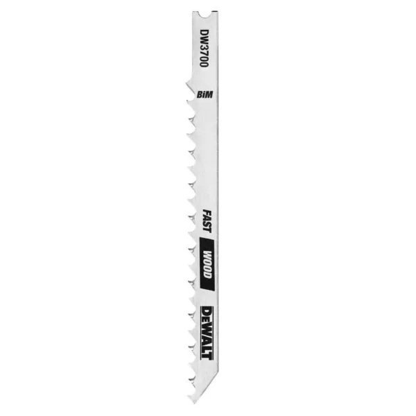 DEWALT 4 in. 6 TPI Fast Wood Cutting Jig Saw Blade HCS U-Shank (5-Pack)