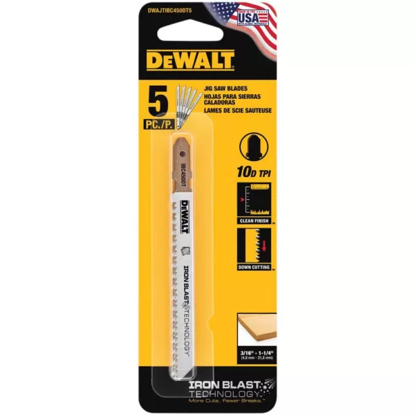 DEWALT 4 in. 10 TPI T-Shank Wood Down Cutting Jig Saw Blade (5-Pack)