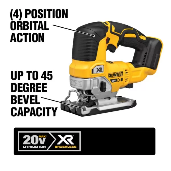 DEWALT 20-Volt MAX XR Cordless Brushless Jigsaw with Brushless Router