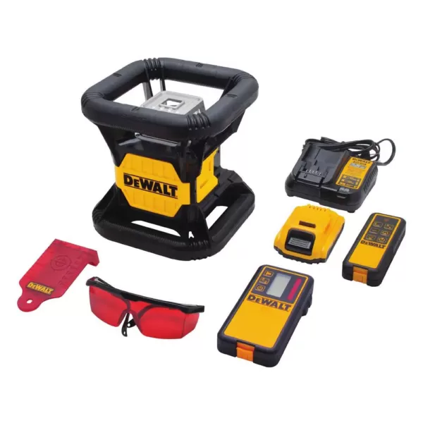 DEWALT 20-Volt MAX Lithium-Ion 200 ft. Red Self Leveling Rotary Laser Level with Detector, Battery 2Ah, Charger, & TSTAK Case