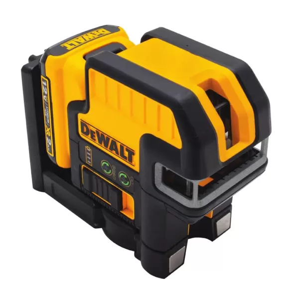 DEWALT 12-Volt MAX Lithium-Ion 100 ft. Green Self-Leveling 2-Spot & Cross Line Laser with Battery 2Ah, Charger, & TSTAK Case