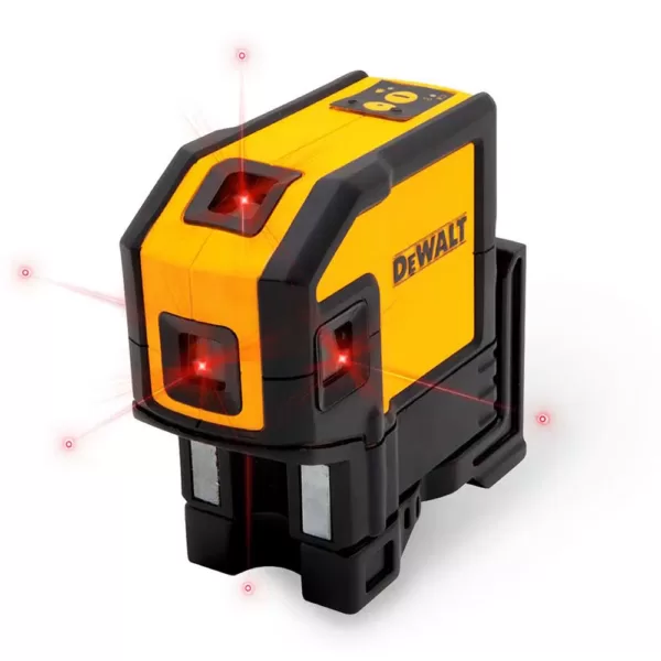 DEWALT 165 ft. Red Self-Leveling 5-Spot & Horizontal Line Laser Level with (3) AA Batteries & Case