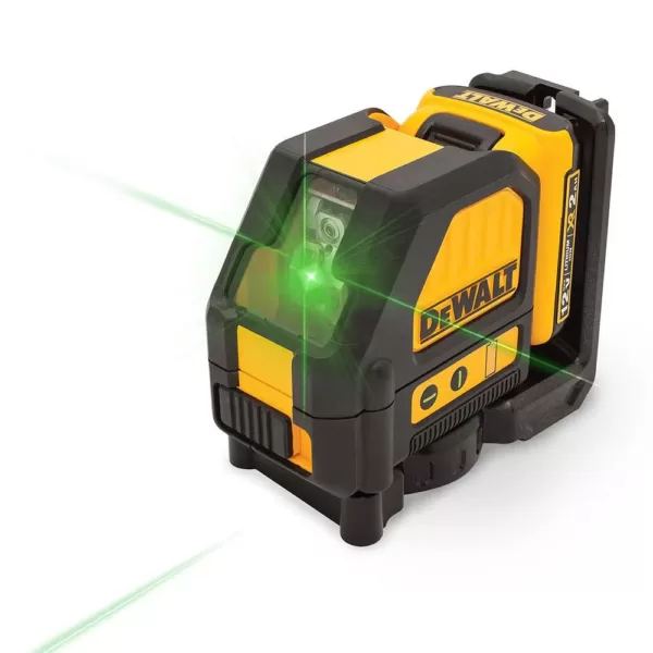 DEWALT 12-Volt MAX Lithium-Ion 165 ft. Green Self-Leveling Cross-Line Laser Level with Battery 2Ah, Charger, & Case