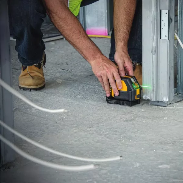 DEWALT 12-Volt MAX Lithium-Ion Cross Line Green Laser Level w/ 12-Volt Battery 2Ah, Charger, Case & Bonux TOUGHSYSTEM Tool Box