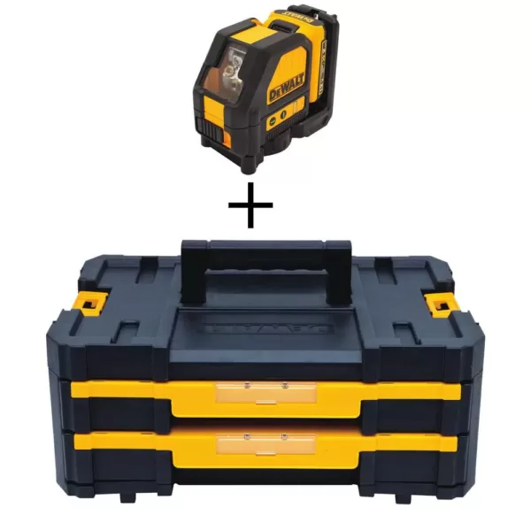 DEWALT 12-Volt MAX Li-Ion 165 ft. Green Self-Leveling Cross-Line Laser Level with Bonus Small Parts & Tool Storage Organizer