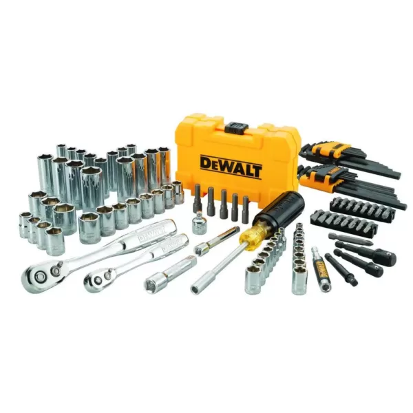 DEWALT 1/4 in. x 3/8 in. Drive Polished Chrome Mechanics Tool Set (108-Piece) with 9 ft. x 1/2 in. Tape Measure