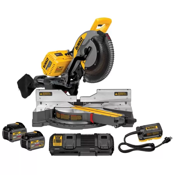 DEWALT FLEXVOLT 120-Volt MAX Cordless Brushless 12 in. Miter Saw with AC Adapter with (2) FLEXVOLT 6.0Ah Batteries