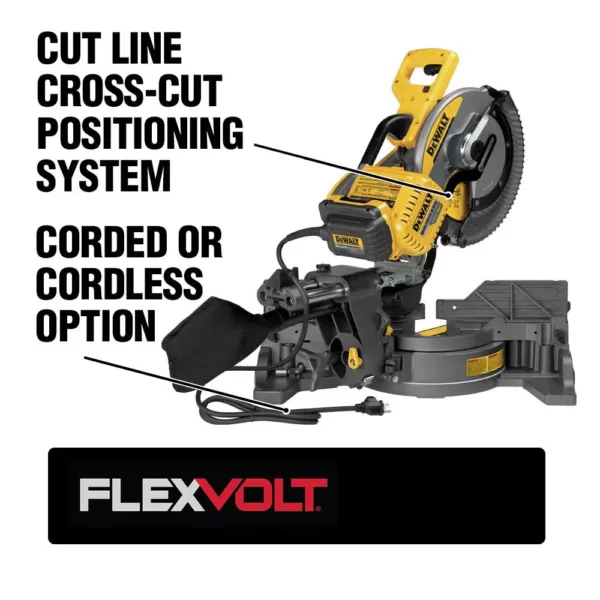 DEWALT FLEXVOLT 120-Volt MAX Cordless Brushless 12 in. Miter Saw with AC Adapter, (2) FLEXVOLT 6.0Ah Batteries & Stand