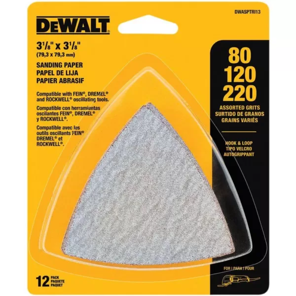 DEWALT Hook-and-Loop Triangle Sandpaper Assortment (12-Piece)