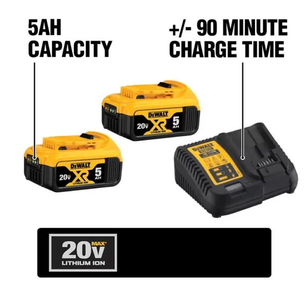 DEWALT ATOMIC 20-Volt MAX Cordless Brushless Oscillating Multi-Tool with (3) 20-Volt Batteries 5.0Ah & Charger