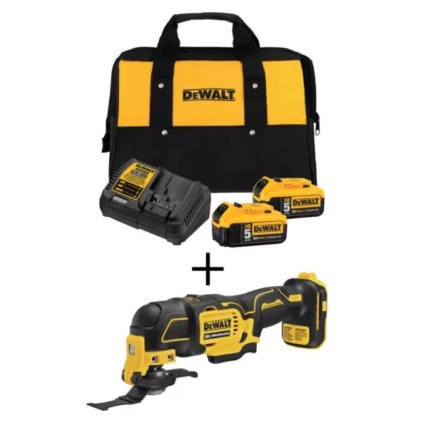 DEWALT ATOMIC 20-Volt MAX Cordless Brushless Oscillating Multi-Tool with (3) 20-Volt Batteries 5.0Ah & Charger