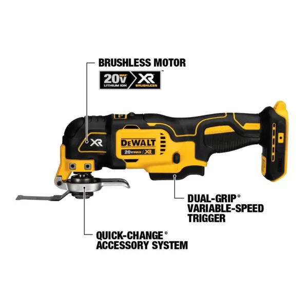 DEWALT 20-Volt MAX XR Cordless Brushless Oscillating Multi-Tool with (1) 20-Volt 1.5Ah Battery & Charger