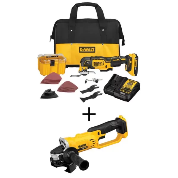 DEWALT 20-Volt MAX XR Cordless Brushless 3-Speed Oscillating Multi-Tool with (1) 20-Volt 2.0Ah Battery & 4-1/2 in. Grinder