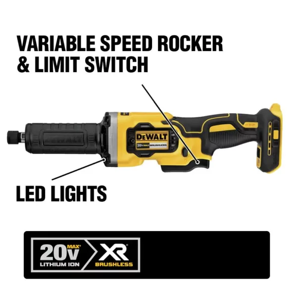 DEWALT 20-Volt MAX XR Cordless Brushless Deep Cut Band Saw with 1-1/2 in. Die Grinder & (1) 20-Volt Battery 5.0Ah & Charger