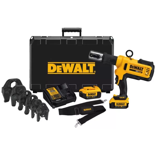 DEWALT 20-Volt MAX Cordless Press Tool, (6) Press Jaws Sized 1/2 in. to 2 in., (2) 20-Volt 4.0Ah Batteries & Charger