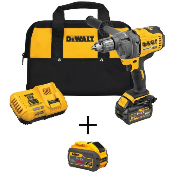 DEWALT FLEXVOLT 60-Volt MAX Cordless Brushless 1/2 in. Mixer/Drill with (1) FLEXVOLT 9.0Ah & (1) FLEXVOLT 6.0Ah Battery