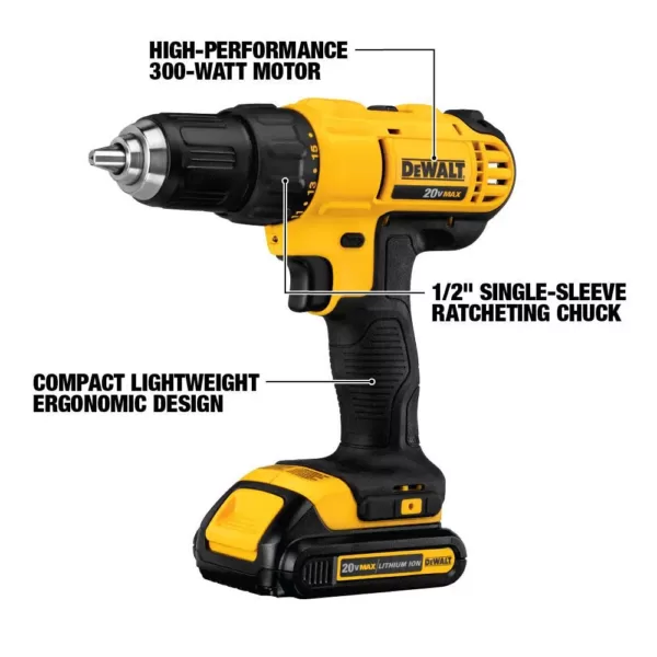 DEWALT 20-Volt MAX Cordless 1/2 in. Drill/Driver, (2) 20-Volt 1.3Ah Batteries, Charger & 6-1/2 in. Circular Saw