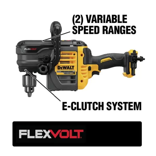 DEWALT FLEXVOLT 60-Volt MAX Cordless Brushless 1/2 in. Stud & Joist Drill, (2) FLEXVOLT 6.0Ah Batteries & Angle Grinder