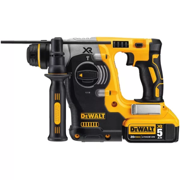 DEWALT 20-Volt MAX XR 1 in. SDS Plus L-Shape Rotary Hammer w/ Extractor, (2) 20-Volt 5.0Ah Batteries & 1/2 in. Impact Wrench