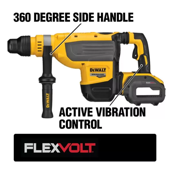 DEWALT FLEXVOLT 60-Volt MAX Brushless 1-7/8 in. SDS MAX Rotary Hammer, (2) FLEXVOLT 9.0Ah Batteries & Hammer Drill/Driver