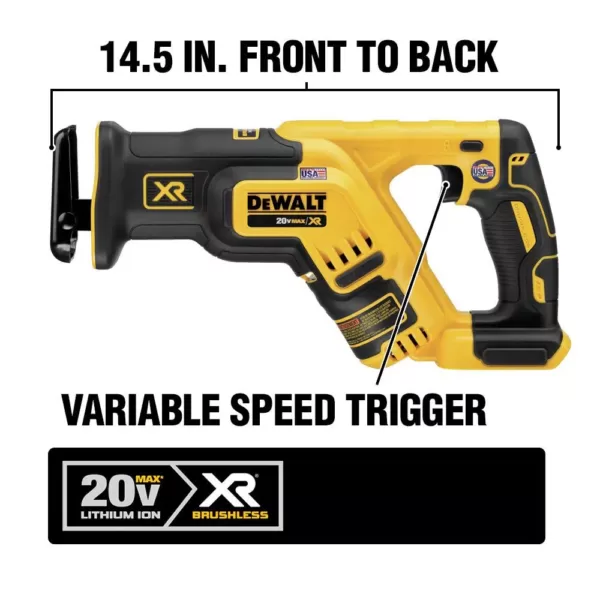 DEWALT 20-Volt MAX XR Cordless Brushless Drill/Reciprocating Saw Combo Kit (2-Tool) with (2) 20-Volt 5.0Ah Batteries & Charger