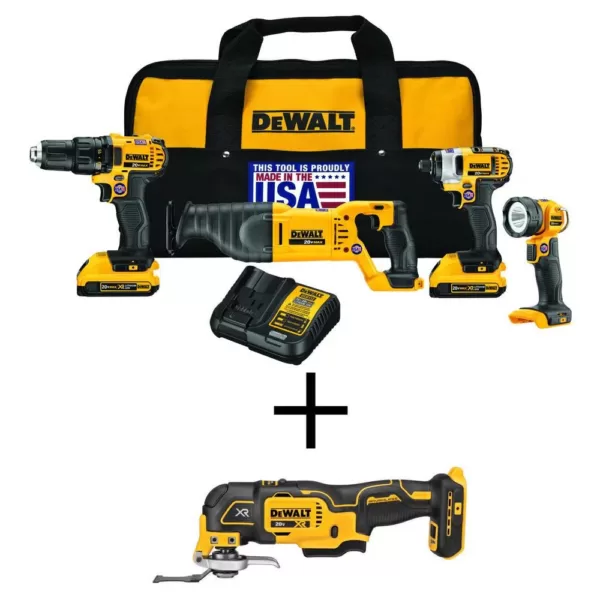 DEWALT 20-Volt MAX Cordless Combo Kit (4-Tool) with (2) 20-Volt 2.0Ah Batteries & Brushless Oscillating Tool