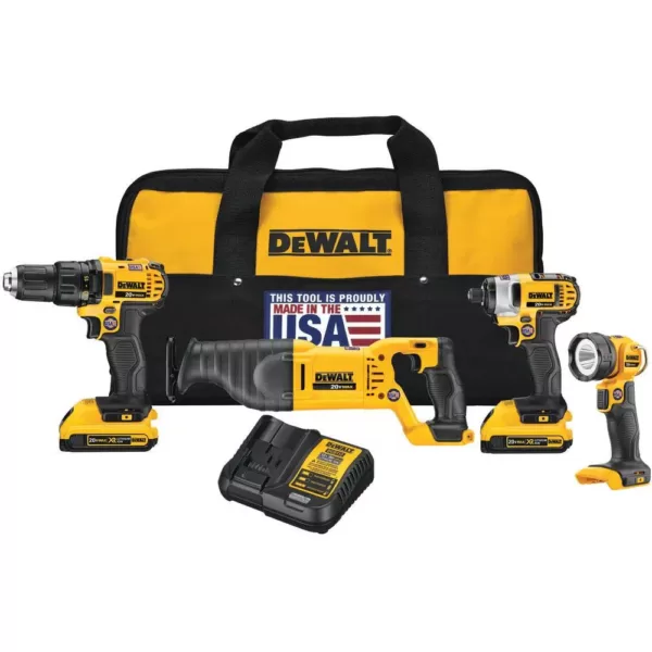 DEWALT 20-Volt MAX Cordless Combo Kit (4-Tool) with (2) 20-Volt 2.0Ah Batteries & Brushless Oscillating Tool