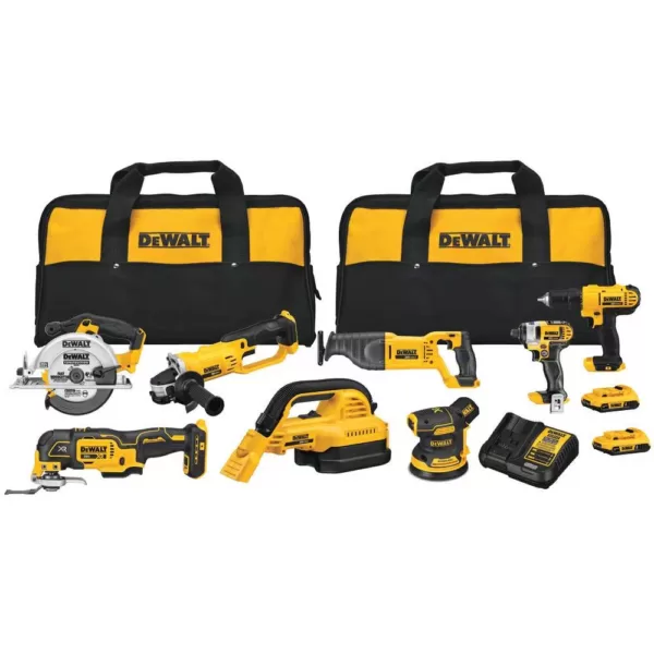 DEWALT 20-Volt MAX Cordless Combo Kit (8-Tool) with (2) 20-Volt 2.0Ah Batteries & Charger