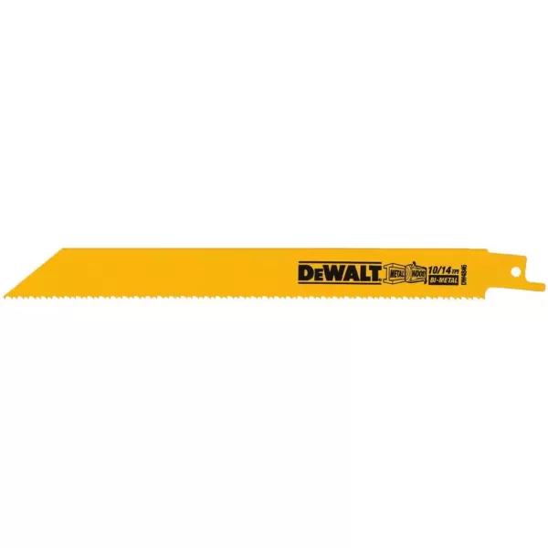 DEWALT 8 in. 10/14 Teeth per in. Straight Back Bi-Metal Reciprocating Saw Blade (5-Pack)