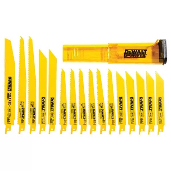 DEWALT Bi-Metal Reciprocating Saw Blade Set with Case (16-Piece)