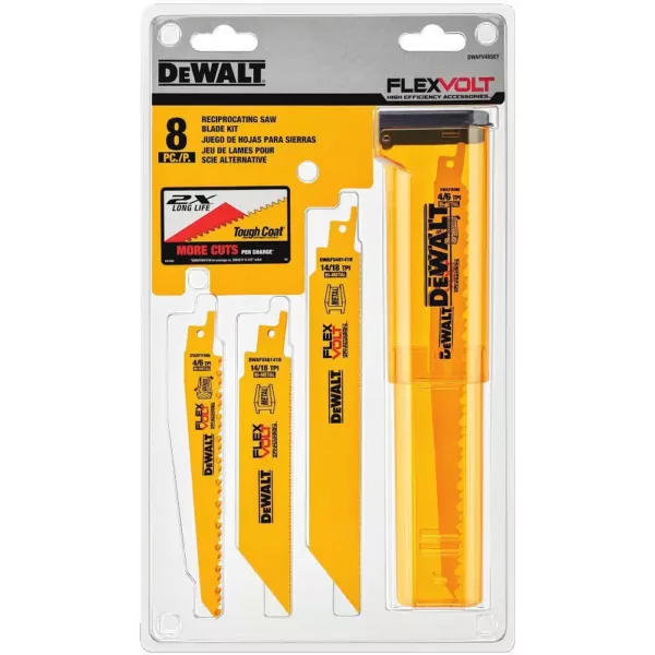 DEWALT FLEXVOLT Bi-Metal Reciprocating Saw Blade Set (8-Piece) w/ Storage Case