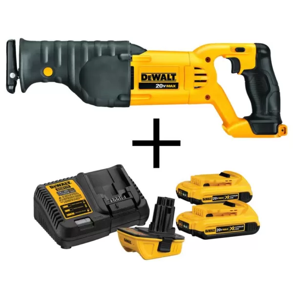 DEWALT 20-Volt MAX Cordless Reciprocating Saw with 18-Volt to 20-Volt MAX Lithium-Ion Battery Adapter Kit (2-Pack)