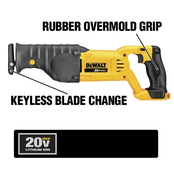 DEWALT 20-Volt MAX Cordless Reciprocating Saw with (1) 20-Volt Battery 4.0Ah & Charger