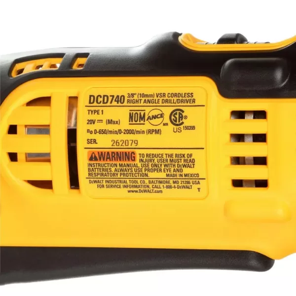 DEWALT 20-Volt MAX Cordless 3/8 in. Right Angle Drill/Driver (Tool-Only)